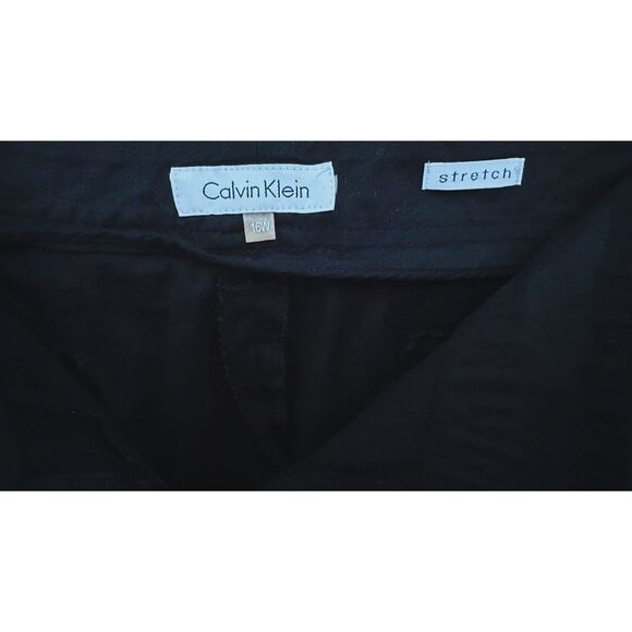Calvin Klein CK Women’s Black Stretch Wide Leg Chino Pants Slacks Size 16 - Picture 3 of 4